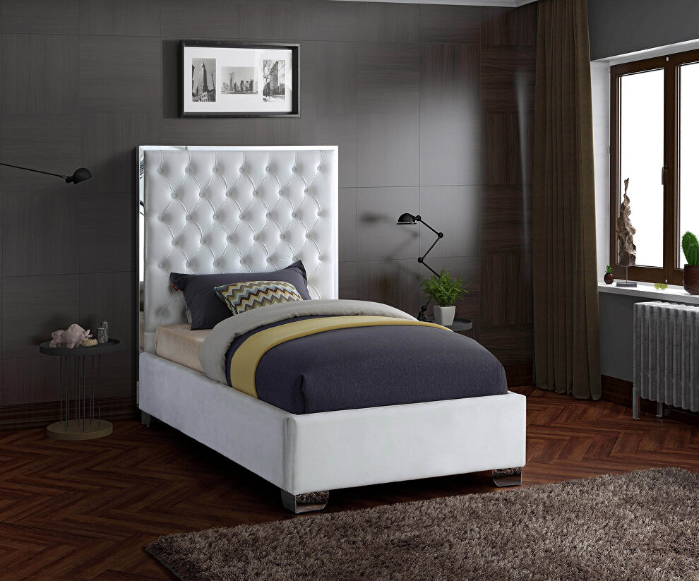 Tufted headboard twin bed in modern style by Meridian