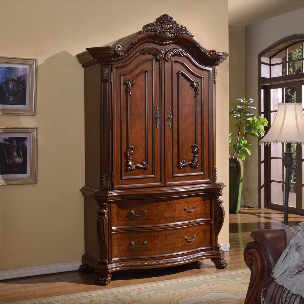 Traditional rich cherry armoire by Meridian