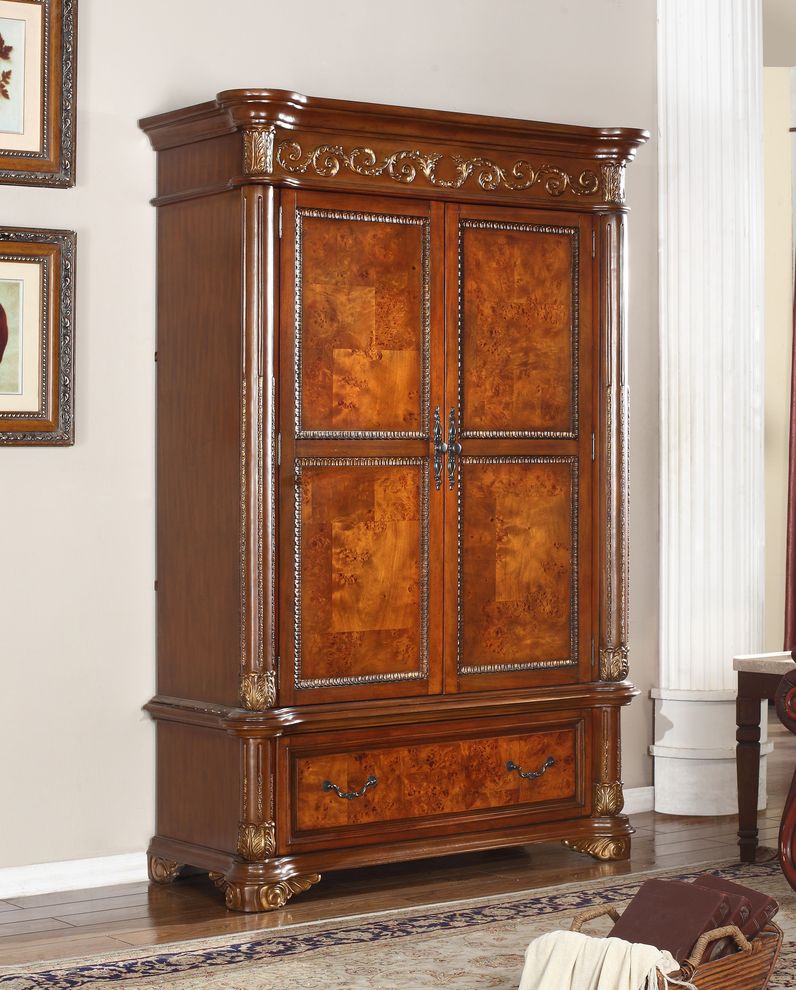 Traditional armoire in deep rich cherry finish by Meridian