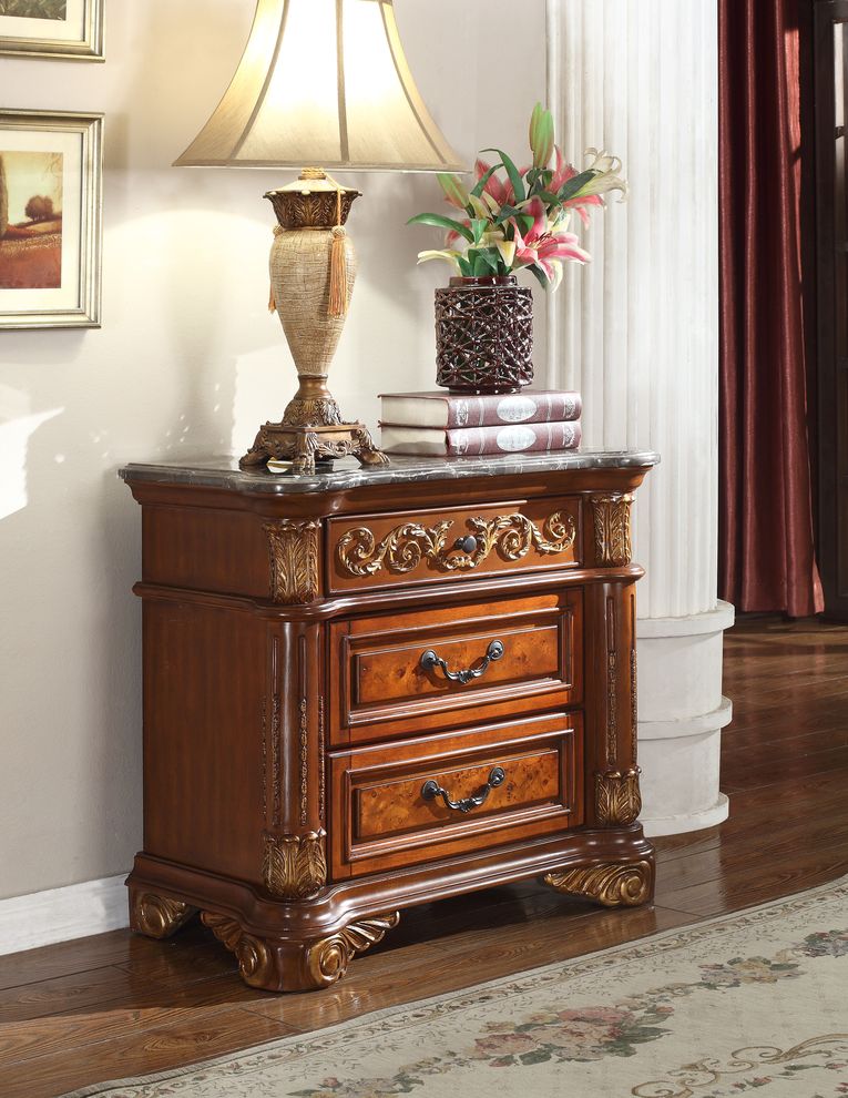 Traditional nightstand real marble tops by Meridian