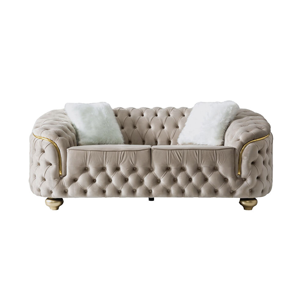 Elegant curved tufted living room loveseat by Empire Furniture USA