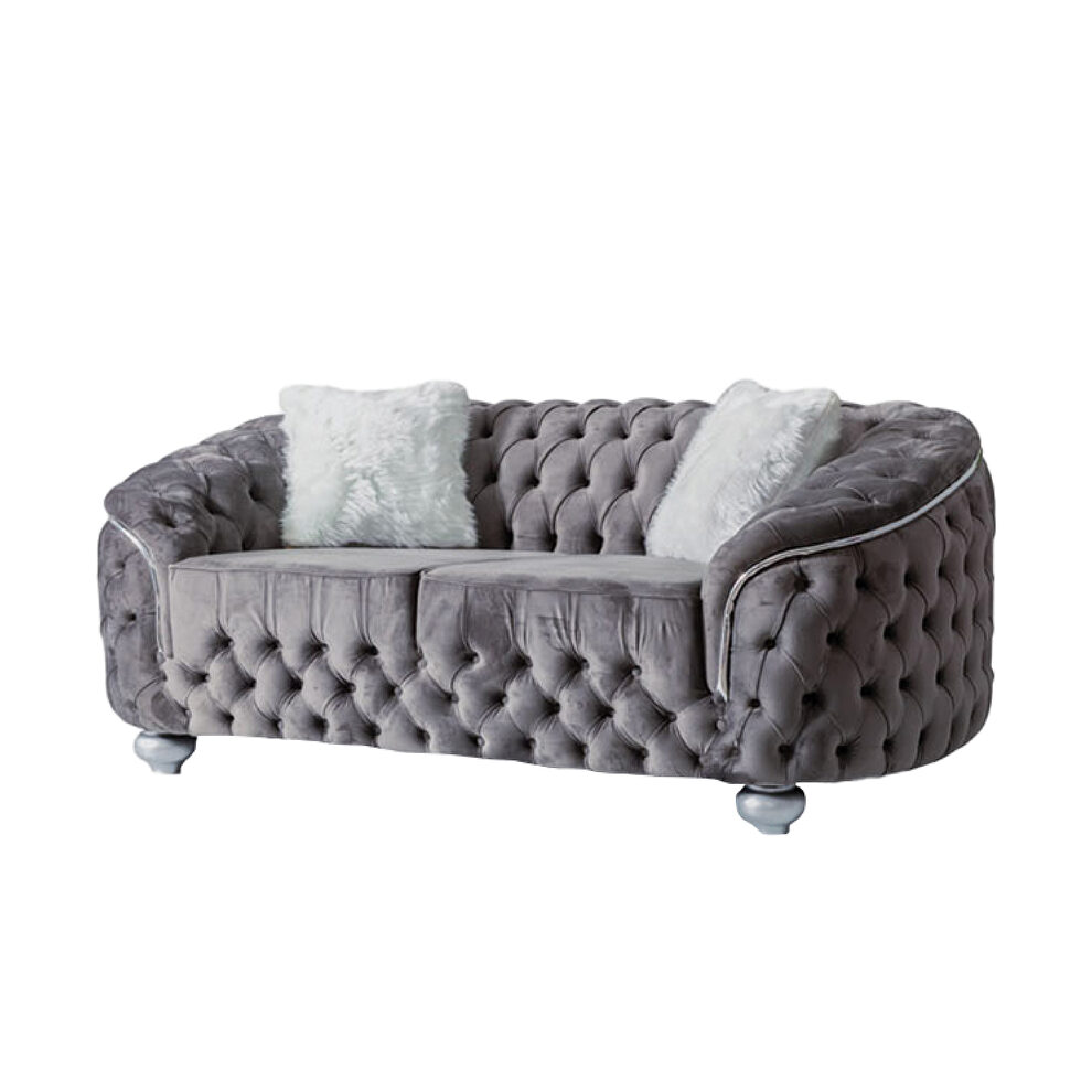 Elegant curved tufted living room loveseat by Empire Furniture USA