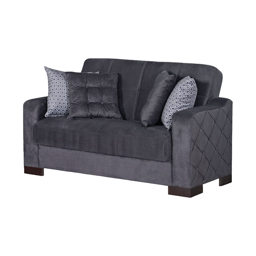 Stylish gray fabric pattern storage loveseat / sofa bed by Empire Furniture USA