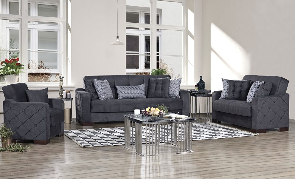 Stylish gray fabric pattern storage sofa / sofa bed by Empire Furniture USA