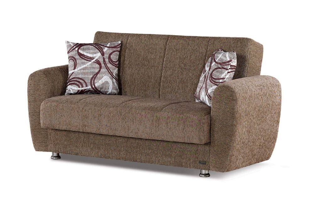 Beige microfiber storage sofa / sofa bed by Empire Furniture USA