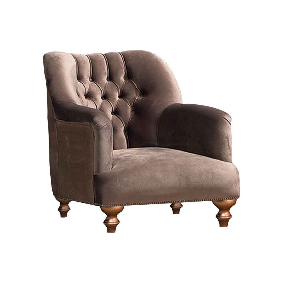 Brown traditional style velvet chair by Empire Furniture USA