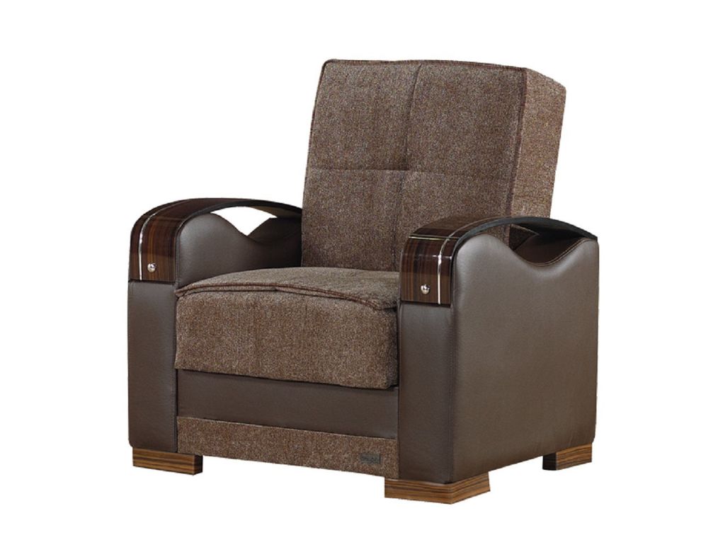 Chocolate brown / sand fabric chair by Empire Furniture USA