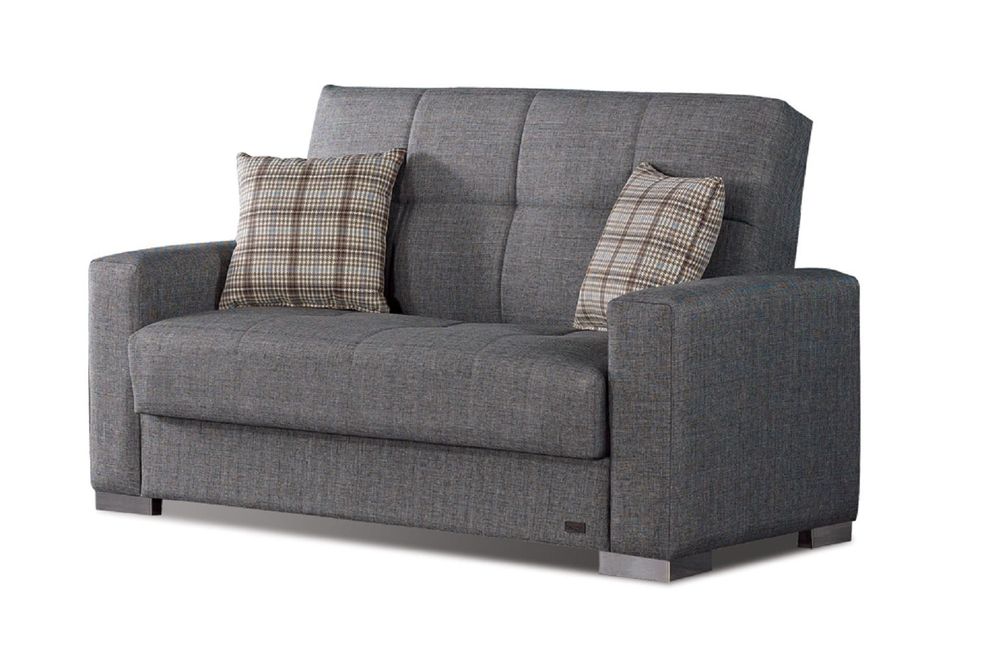 Gray fabric casual style loveseat by Empire Furniture USA