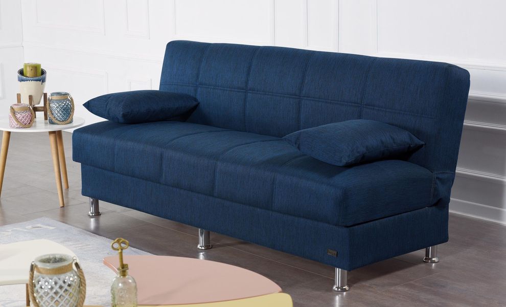 Navy chenille fabric sofa bed by Empire Furniture USA