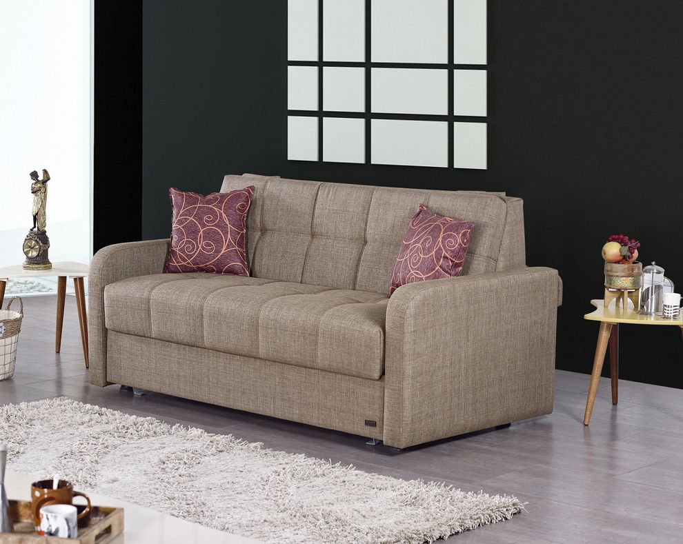 Contemporary sand chenille fabric sleeper sofa by Empire Furniture USA