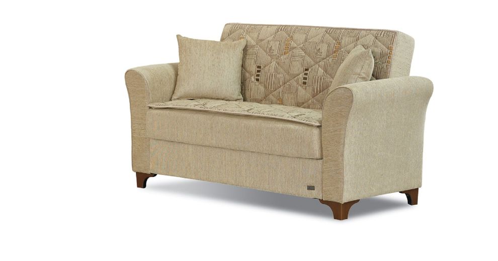 Elegant modern light beige fabric loveseat by Empire Furniture USA