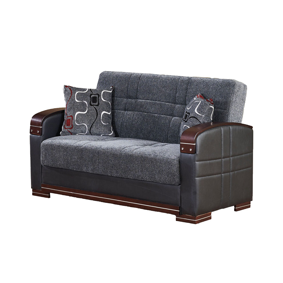 Modern two toned gray/black loveseat by Empire Furniture USA