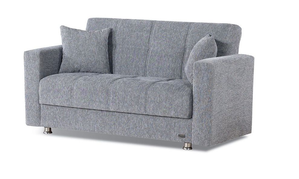 Chenille gray sleeper loveseat with storage by Empire Furniture USA