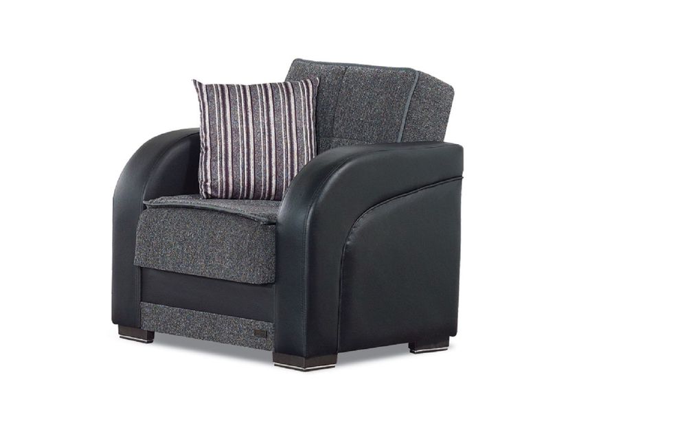 Asphalt gray casual chair w/ storage by Empire Furniture USA
