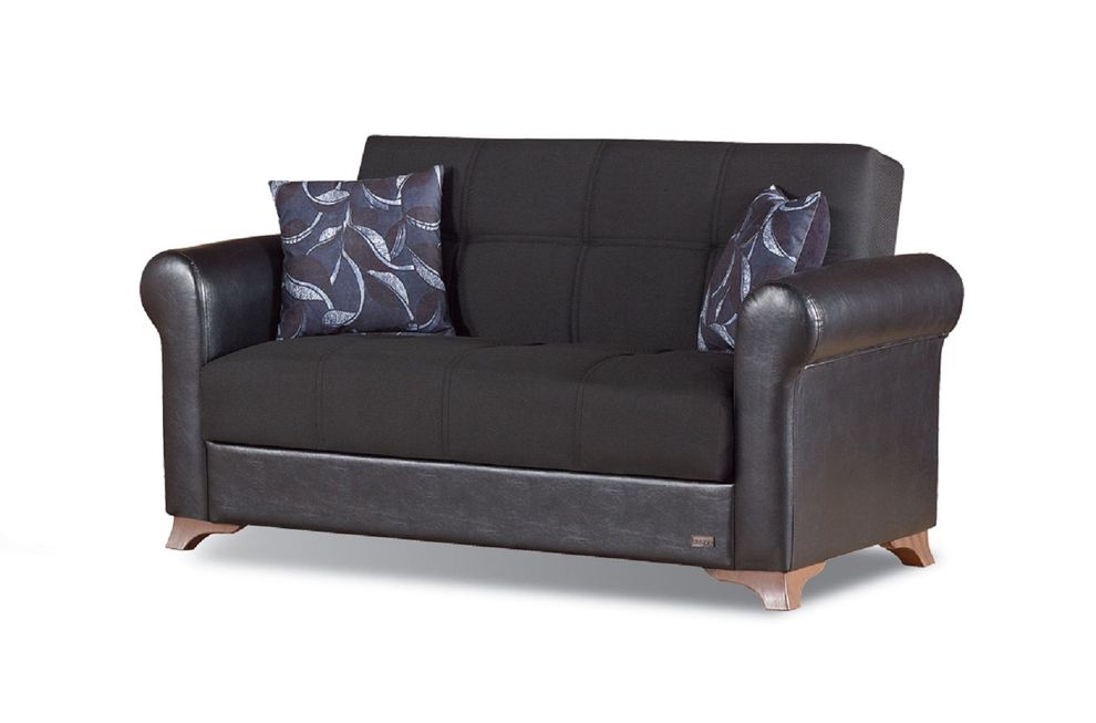 Espresso leatherette/fabric loveseat bed by Empire Furniture USA