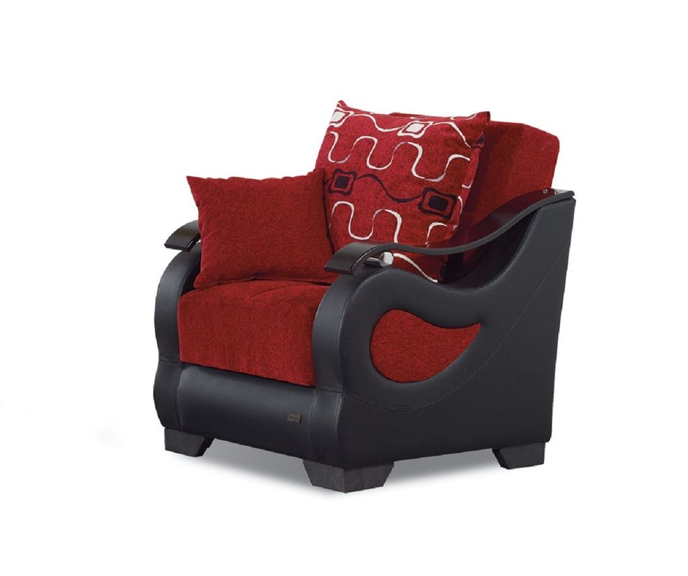 Modern deep burgundy convertible chair by Empire Furniture USA