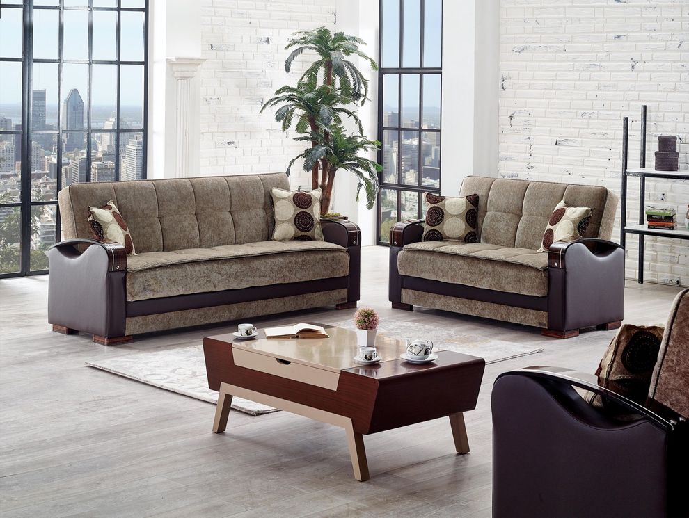 3-toned contemporary storage/bed sofa by Empire Furniture USA