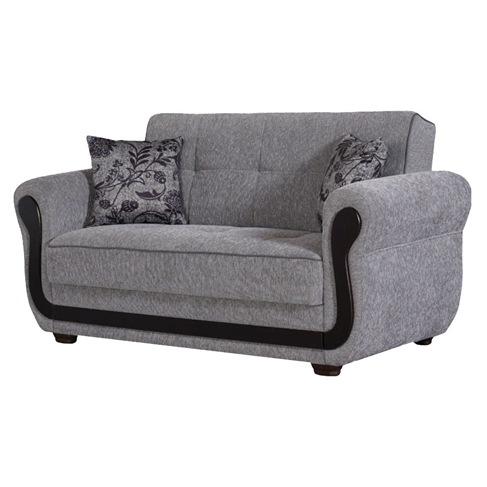 Light gray fabric sleeper loveseat by Empire Furniture USA