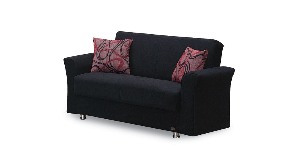 Versatile black fabric loveseat by Empire Furniture USA
