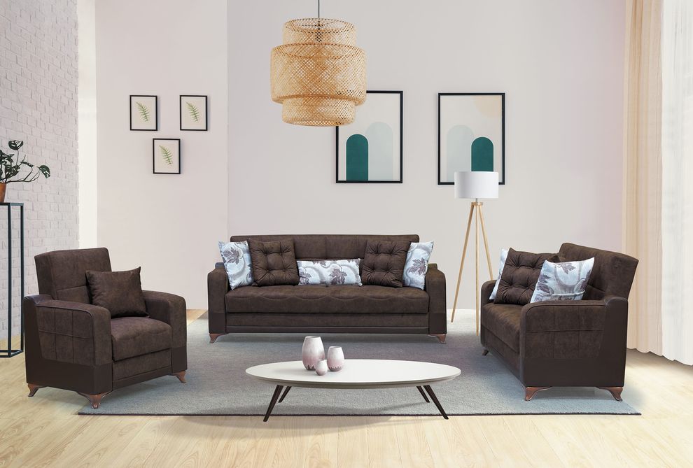 Stylish chocolate fabric living room sofa by Empire Furniture USA
