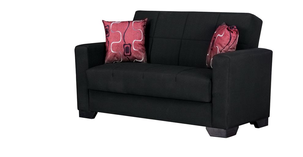 Black fabric loveseat w/ storage by Empire Furniture USA