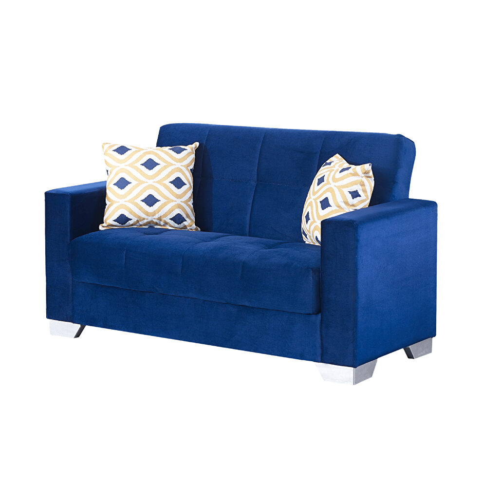 Blue fabric loveseat sofa bed w/ storage by Empire Furniture USA