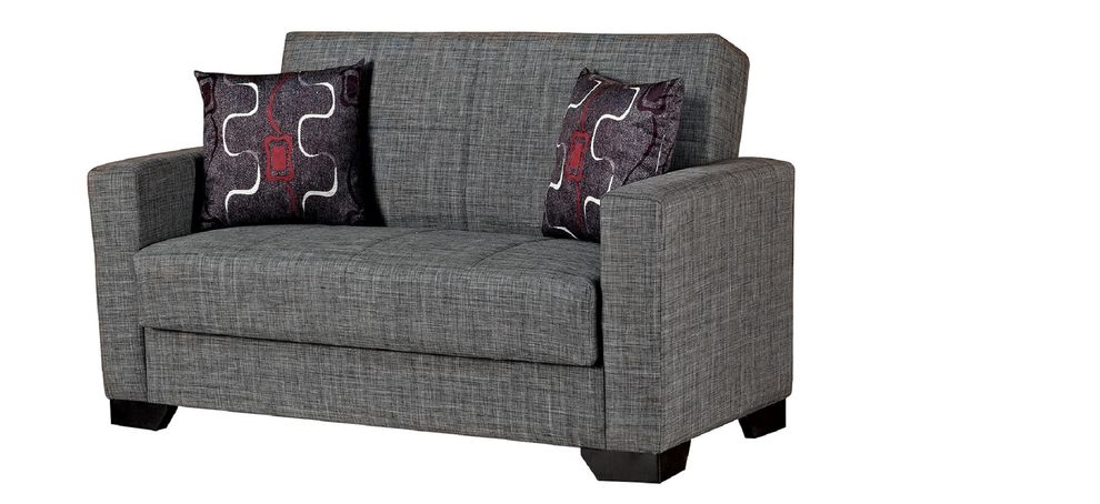 Gray fabric loveseat sofa bed w/ storage by Empire Furniture USA