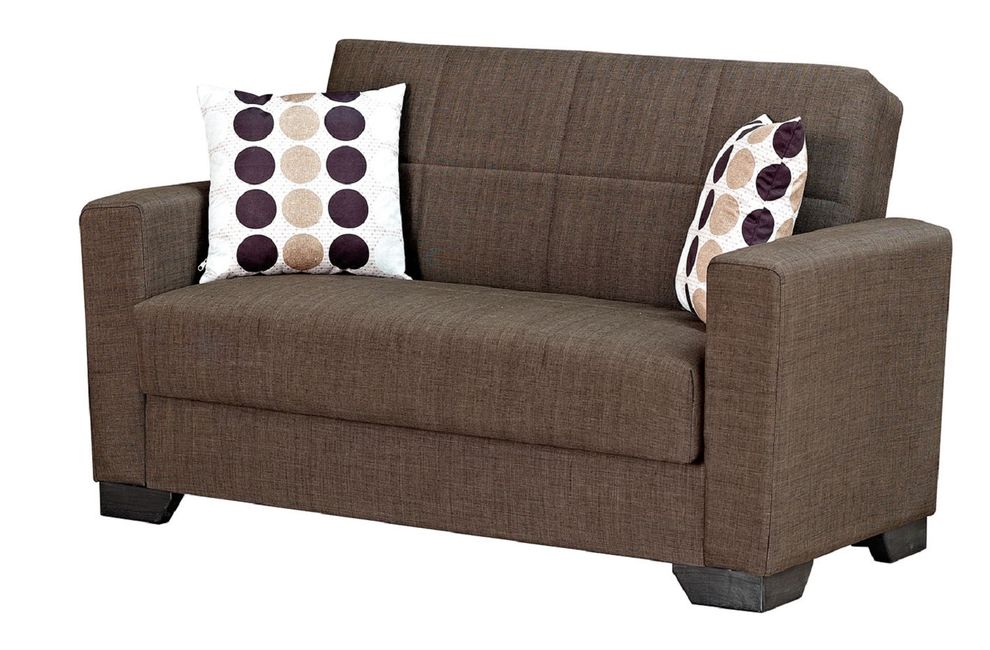 Brown fabric loveseat sofa bed w/ storage by Empire Furniture USA