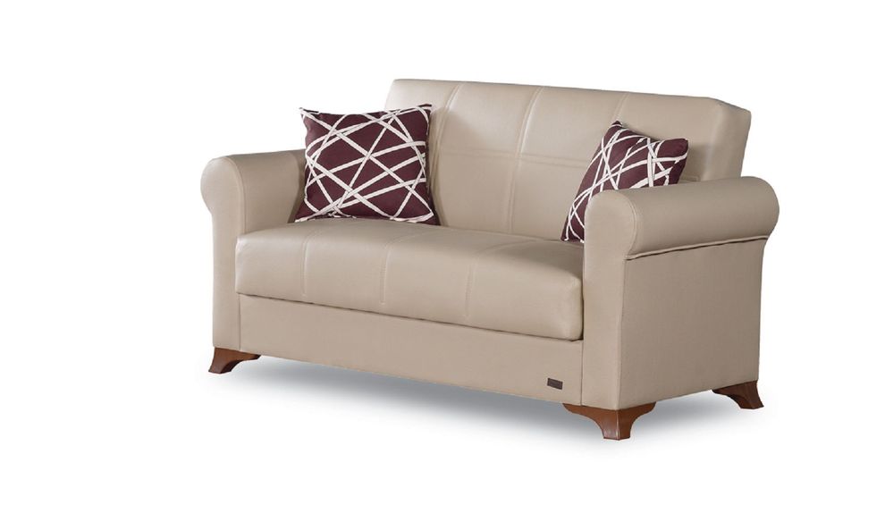 Modern convertible lovseat in beige w/ storage by Empire Furniture USA