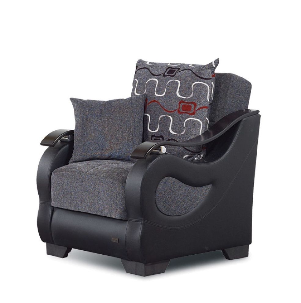 Dark gray / black fabric storage chair by Empire Furniture USA