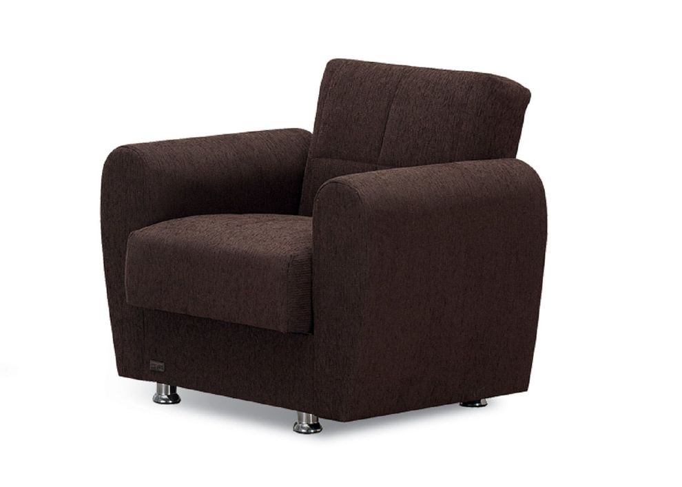 Chocolate brown fabric storage chair by Empire Furniture USA