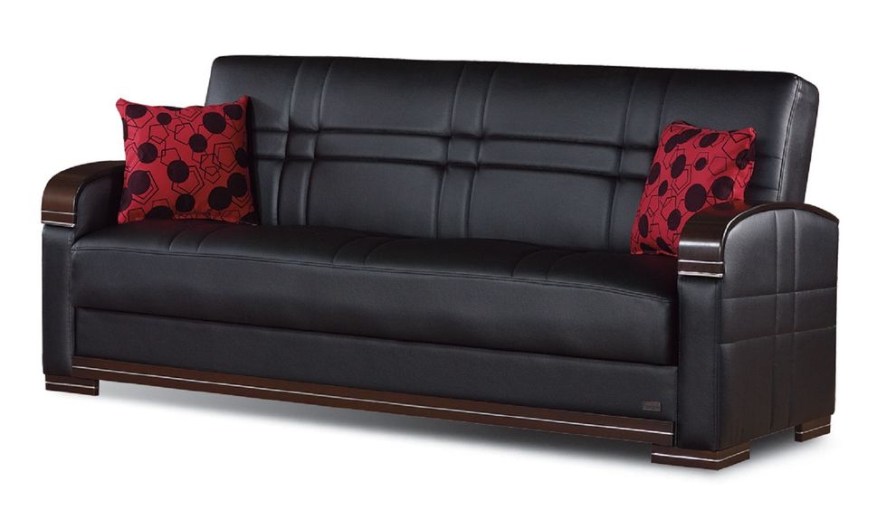 Black sleeper sofa w/ storage by Empire Furniture USA