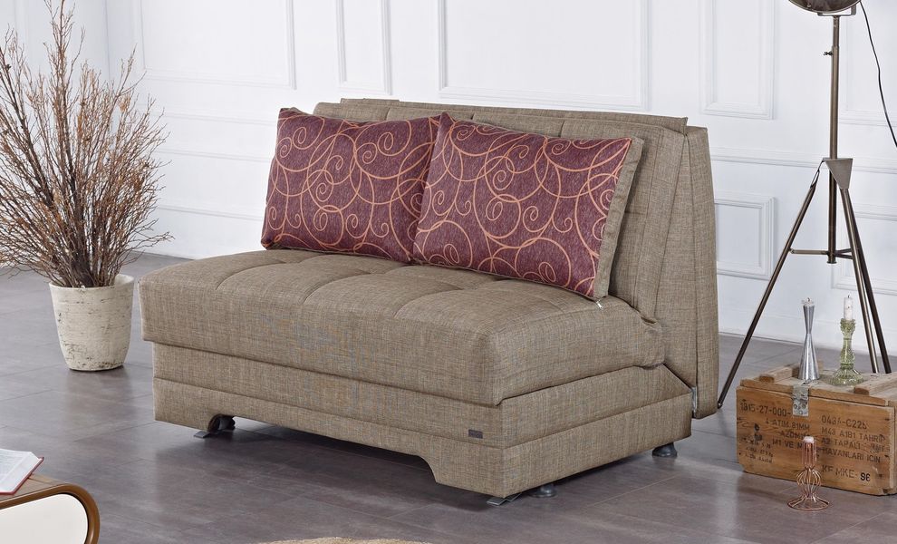 Convertible chocolate brown fabric sleeper loveseat by Empire Furniture USA