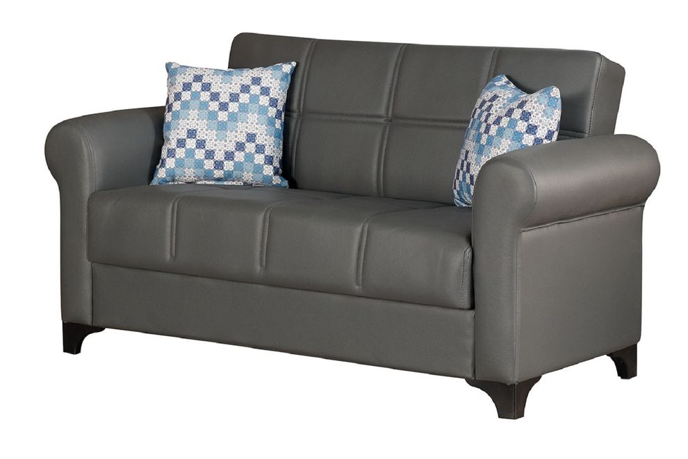 Bycast convertible leather loveseat w/ storage by Empire Furniture USA