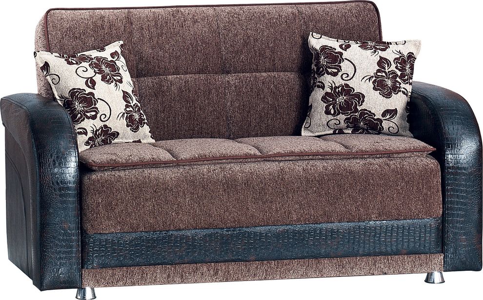 Rich bycast / brown fabric loveseat by Empire Furniture USA