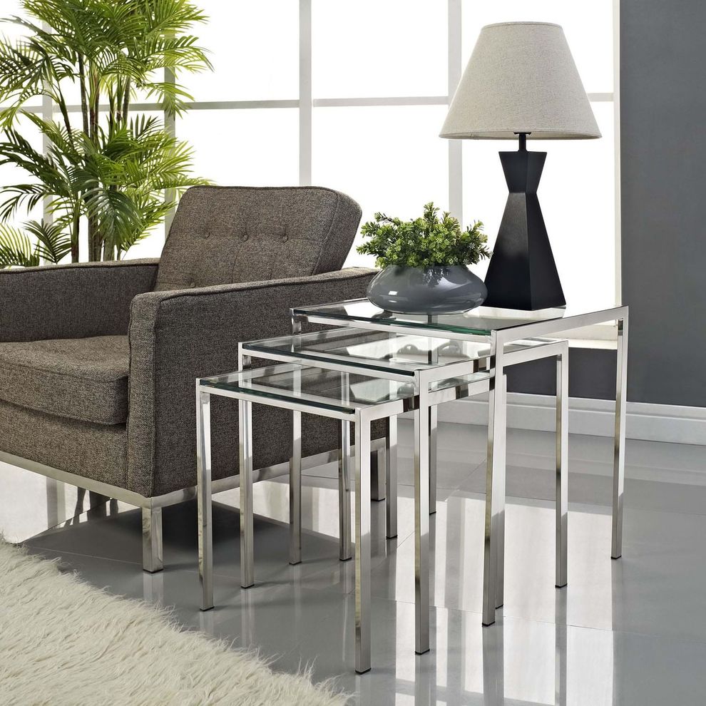 3pcs nesting coffee table set by Modway
