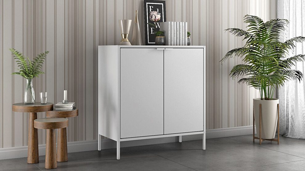 Double wide 29.92 high cabinet in white by Manhattan Comfort