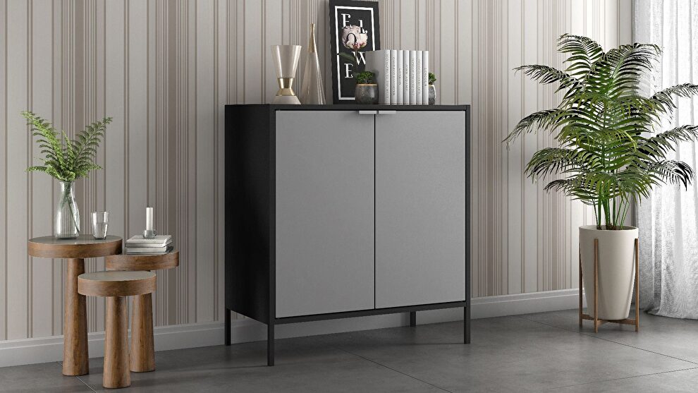 Double wide 29.92 high cabinet in black and gray by Manhattan Comfort