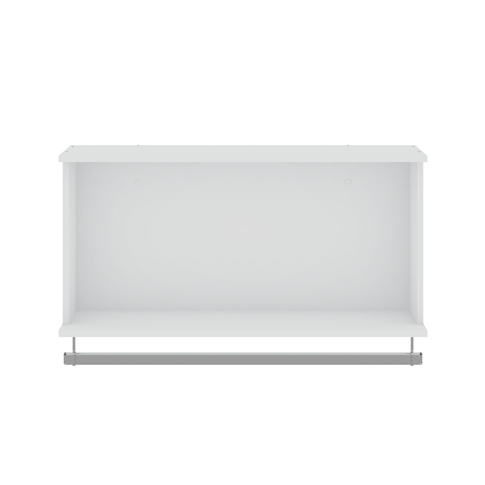 35.24 open floating hanging closet with shelf and hanging rod in white by Manhattan Comfort