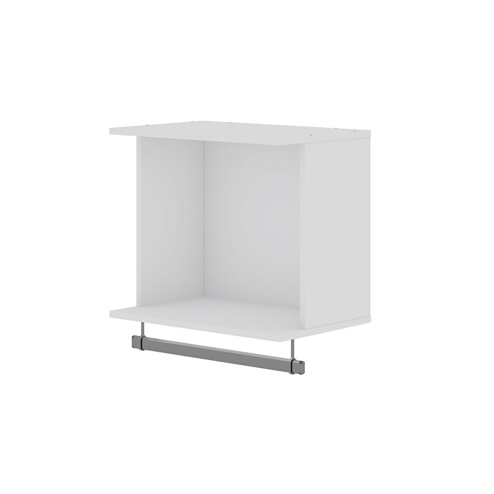 20.8 open floating hanging closet with shelf and hanging rod in white by Manhattan Comfort