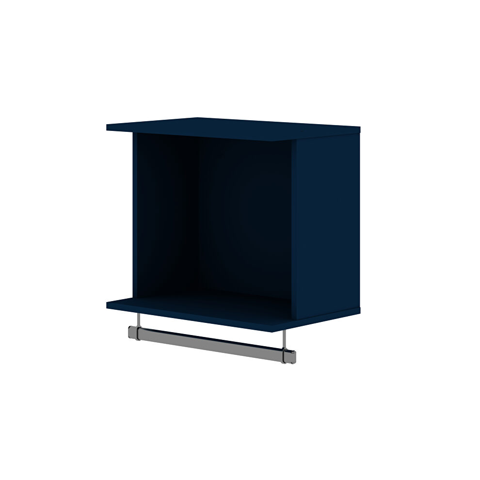 20.8 open floating hanging closet with shelf and hanging rod  in tatiana midnight blue by Manhattan Comfort