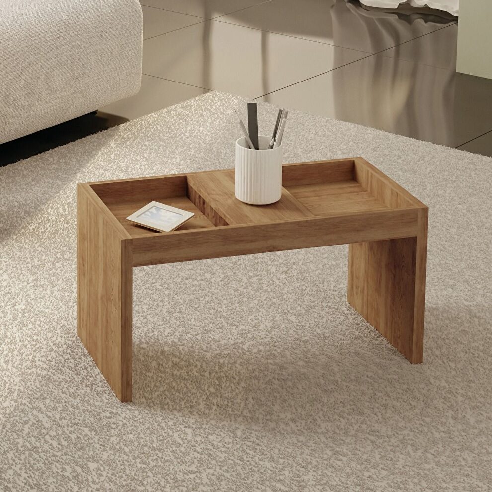 Modern coffee table with magazine shelf in nature by Manhattan Comfort