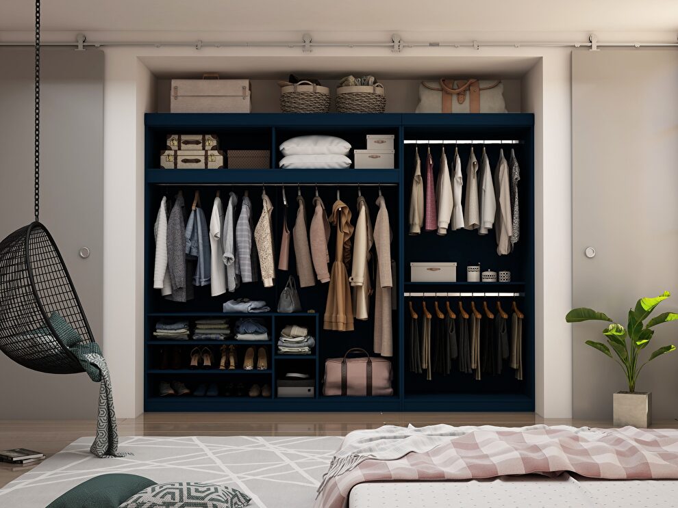 Tatiana midnight blue 2-sectional open hanging module wardrobe closet by Manhattan Comfort