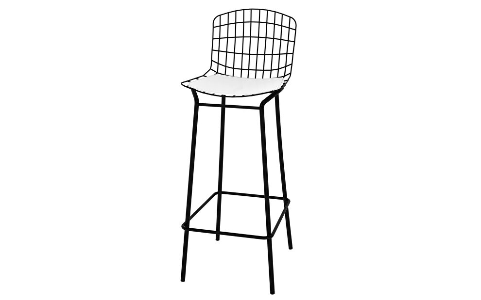 Barstool with seat cushion in black and white by Manhattan Comfort
