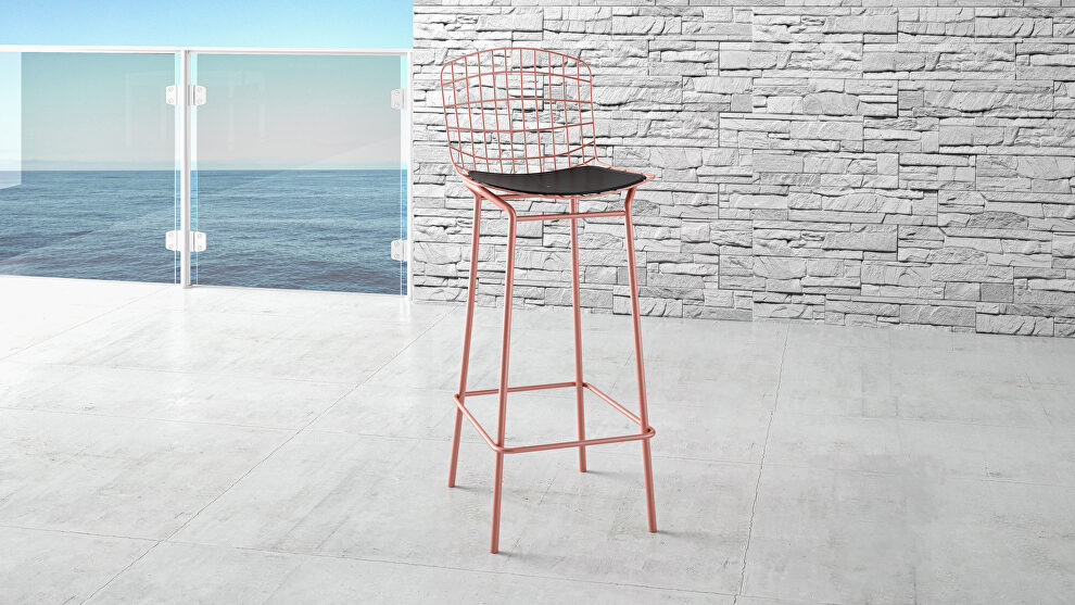 Barstool with seat cushion in rose pink gold and black by Manhattan Comfort