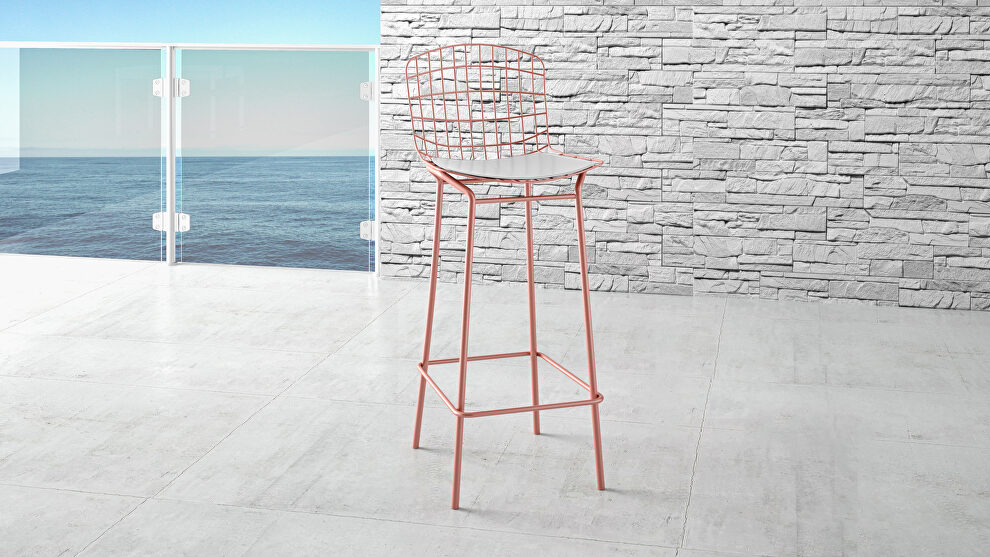 Barstool with seat cushion in rose pink gold and white by Manhattan Comfort