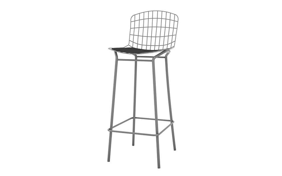 Barstool with seat cushion in charcoal gray and black by Manhattan Comfort
