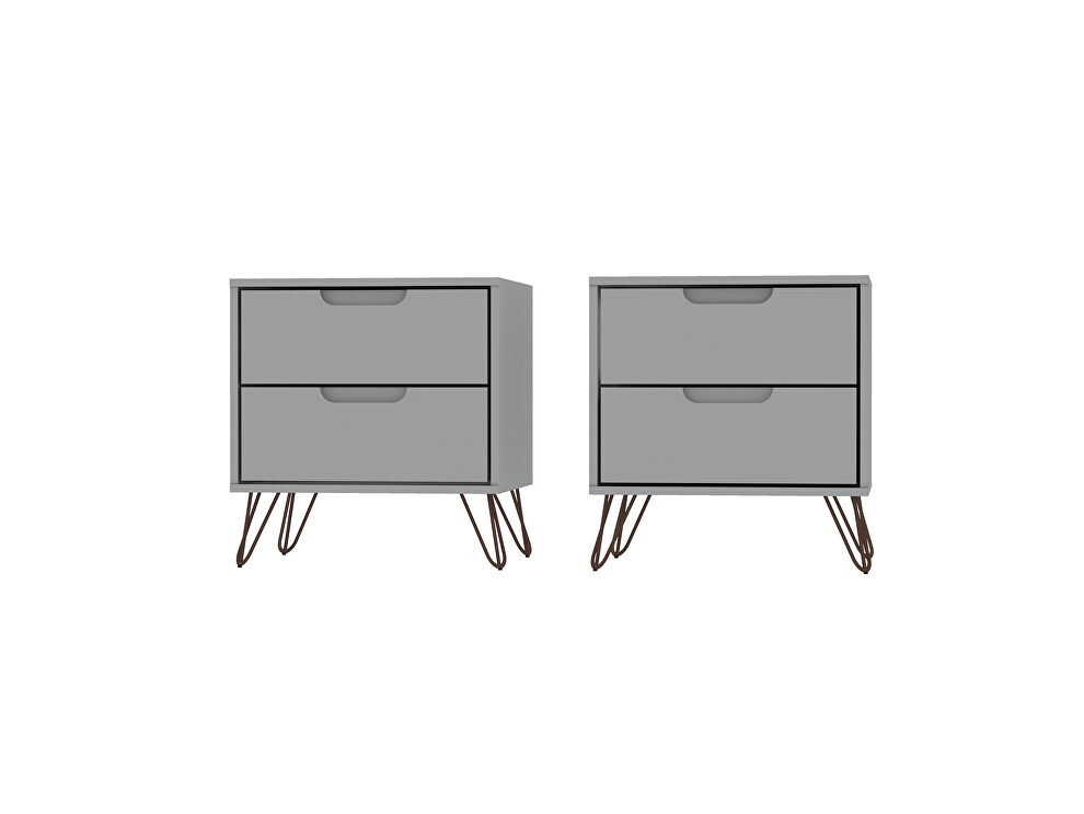 2-drawer white nightstand (set of 2) by Manhattan Comfort
