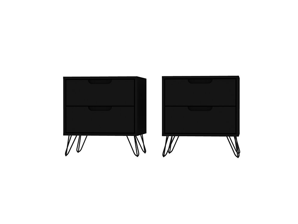 2-drawer black nightstand (set of 2) by Manhattan Comfort