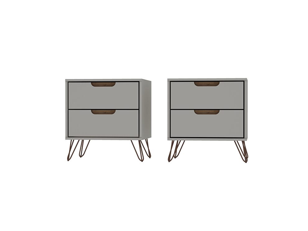 2-drawer off white and nature nightstand (set of 2) by Manhattan Comfort